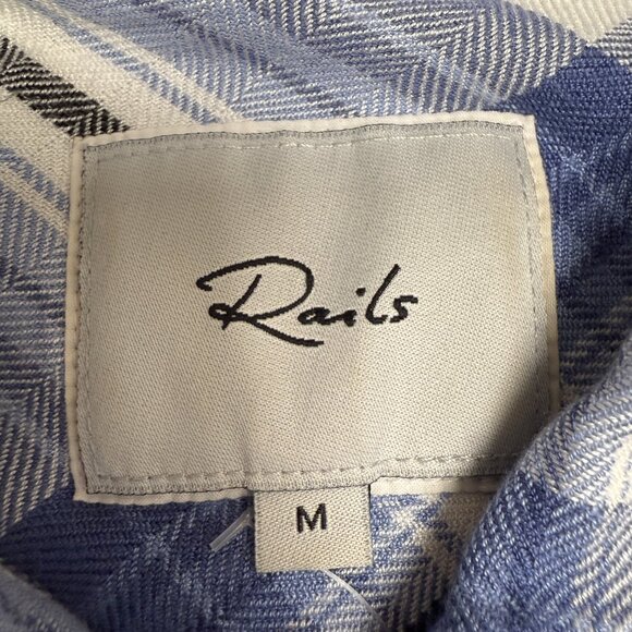 Women's RAILS Hunter Flannel Button-Up Plaid in "White Robin Navy" | Size M - Picture 6 of 10